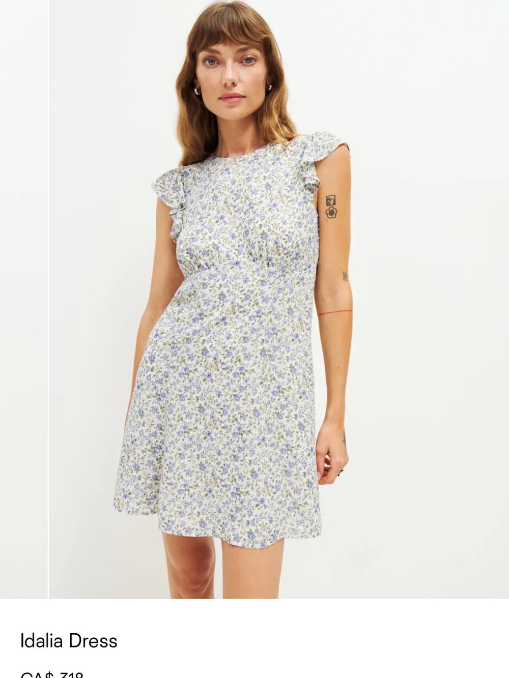 Reformation Idalia Floral Cap-Sleeve Dress in White and Lavender